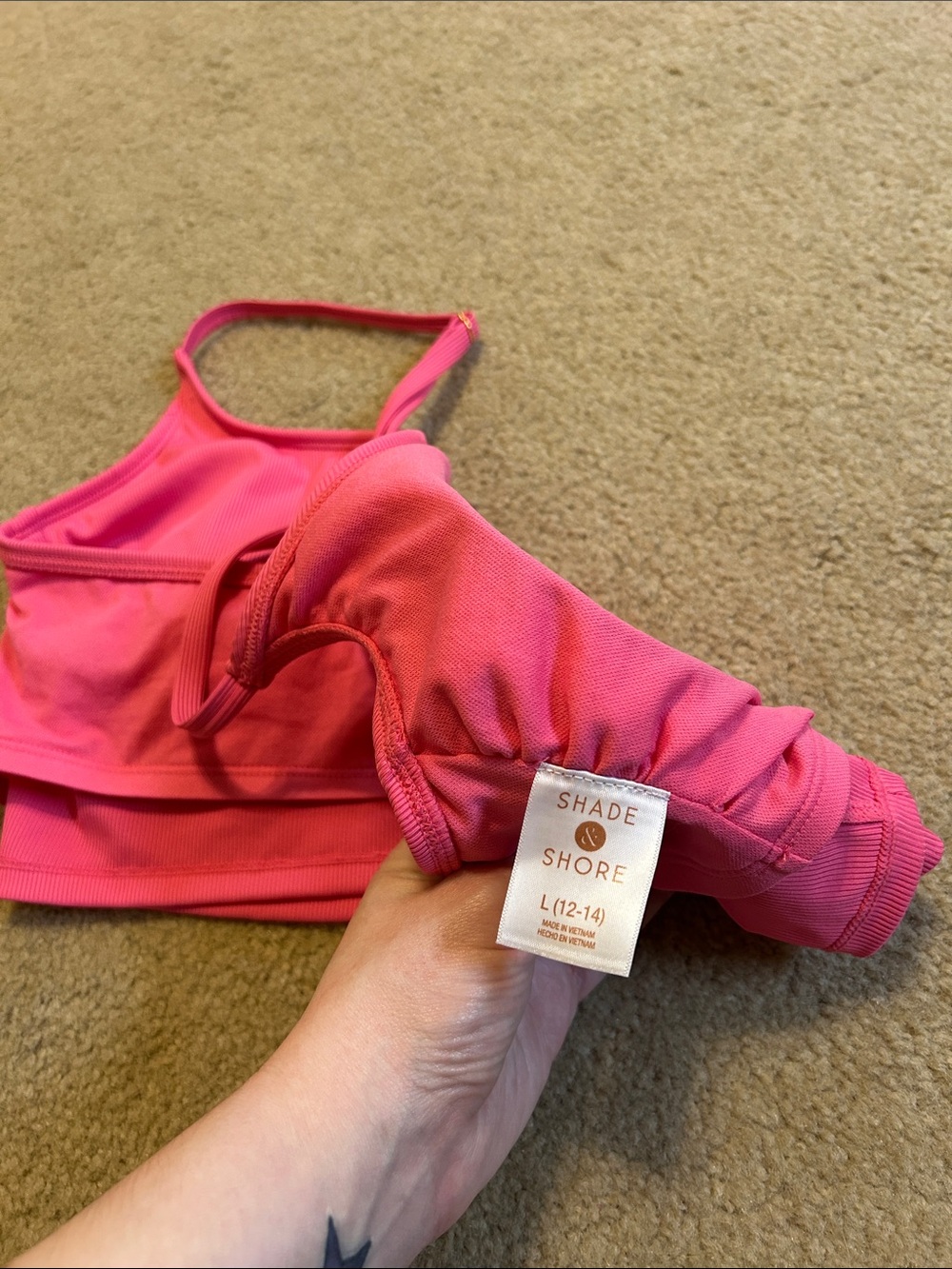 Pink Ribbed Swim Top - Picture 6 of 7